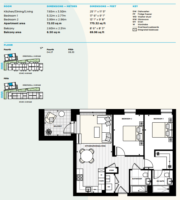 Floorplan for D4.27 at Artisi, fourth